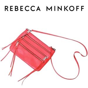 REBECCA MINKOFF CORAL LEATHER TRIPLE ZIPPER CROSSBODY SHOULDER BAG